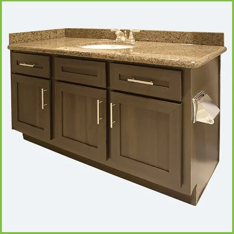After: Bath vanity refaced in Espresso Walnut