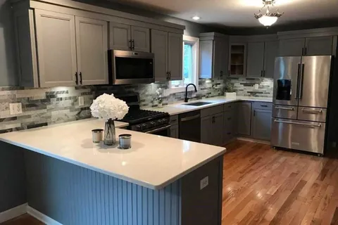 Step Shaker (Shaker Slide) kitchen refaced with a Qwikkit cabinet refacing kit