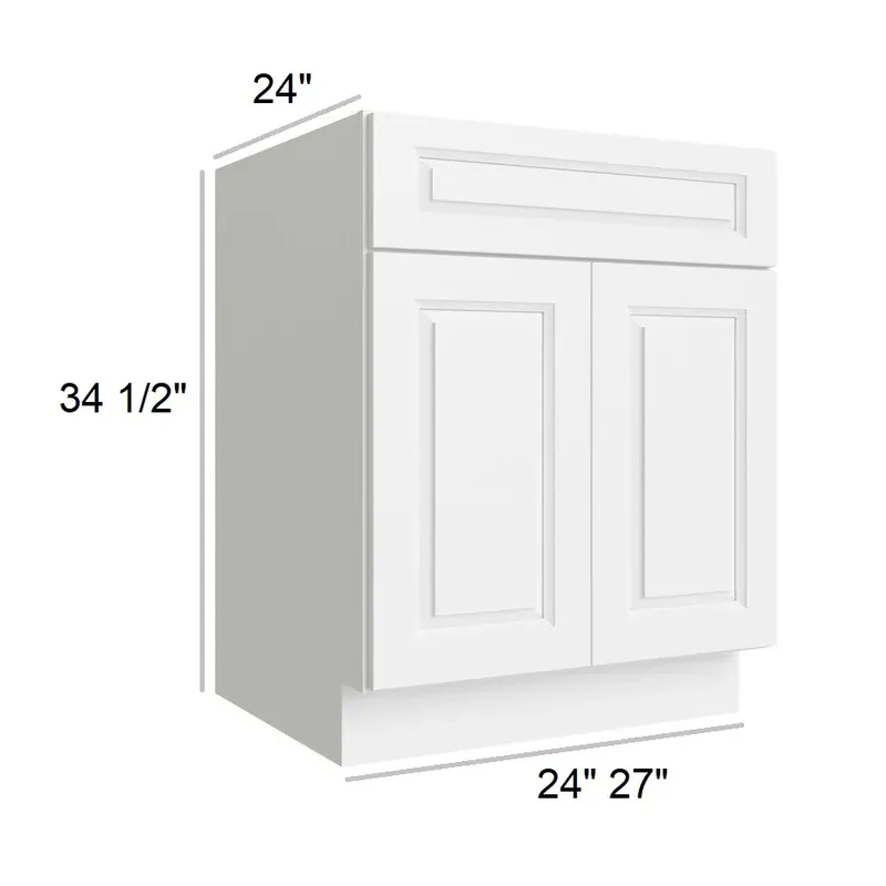 Aspen White Kitchen Cabinets - Standard Base, 24"W x 34.5"H x 24"D