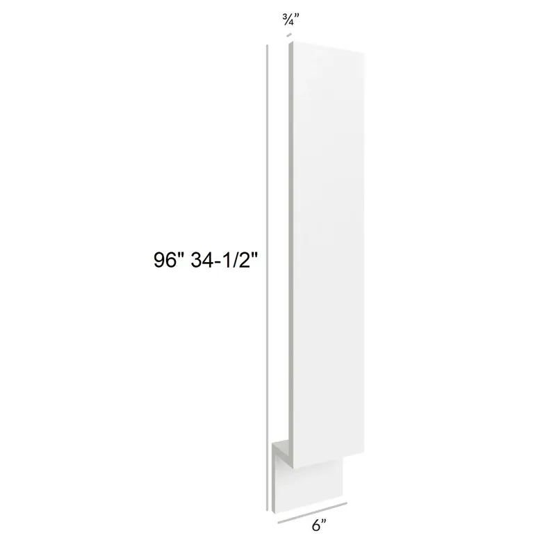 Aspen White Kitchen Cabinets - Base Filler, 6"W x 34.5"H x 0.25"D