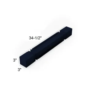 Blue Shaker - SQUARE CAVED DECOR LEG, 3"W x 34.5"H x 3"D