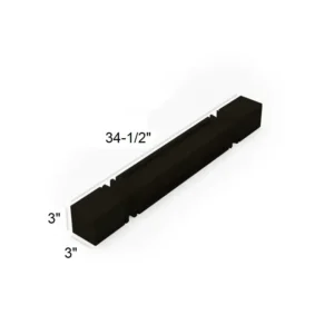 CHARCOAL BLACK - SQUARE CAVED DECOR LEG, 3"W x 34.5"H x 3"D