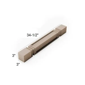 SLIM SHAKER OAK - SQUARE CAVED DECOR LEG, 3"W x 34.5"H x 3"D