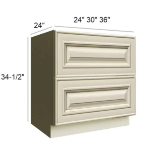 ANTIQUE WHITE - 2 Drawer Base, 30"W x 34.5"H x 24"D