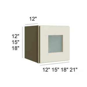 ANTIQUE WHITE - Bridge Wall Glass Door Cabinets, 12"W x 12"H x 12"D