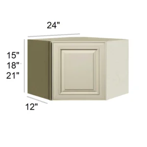 ANTIQUE WHITE - Diagonal Wall Cabinets, 24"W x 18"H x 12"D