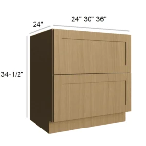 BARLEY OAK - 2 Drawer Base, 30"W x 34.5"H x 24"D
