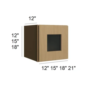 BARLEY OAK - Bridge Wall Glass Door Cabinets, 12"W x 12"H x 12"D