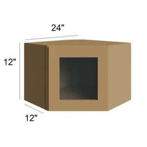 BARLEY OAK - Wall Diagonal Glass Door, 24"W x 12"H x 12"D