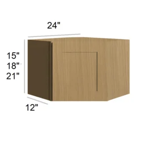BARLEY OAK - Diagonal Wall Cabinets, 24"W x 18"H x 12"D