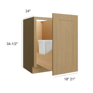 BARLEY OAK - BASE CABINETS W/O Trash Can Full Height, 21"W x 34.5"H x 24"D