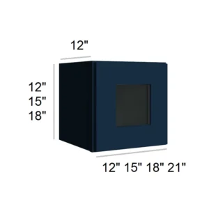 Blue Shaker - Bridge Wall Glass Door Cabinets, 12"W x 12"H x 12"D