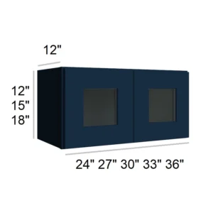 Blue Shaker - Bridge Wall Glass Door Cabinets, 23"W x 18"H x 12"D