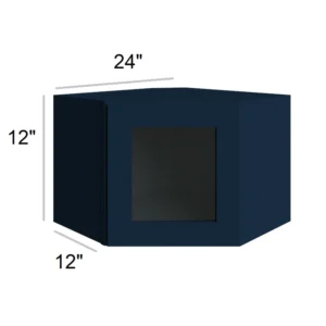 Blue Shaker - Wall Diagonal Glass Door, 24"W x 12"H x 12"D