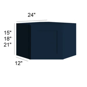 Blue Shaker - Diagonal Wall Cabinets, 24"W x 18"H x 12"D