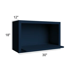 Blue Shaker - Microwave Wall Cabinet, 30"W x 18"H x 12"D