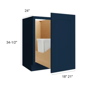 Blue Shaker - BASE CABINETS W/O Trash Can Full Height, 21"W x 34.5"H x 24"D