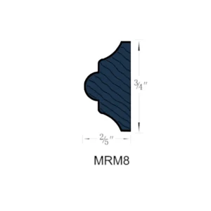 Blue Shaker - Mini Rail Molding, 96"W x 1"H x 1"D