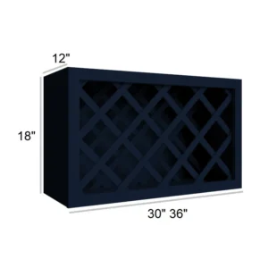 Blue Shaker - Wall Wine Rack Cabinets, 30"W x 15"H x 12"D