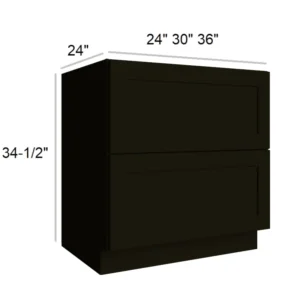 CHARCOAL BLACK - 2 Drawer Base, 30"W x 34.5"H x 24"D