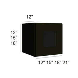 CHARCOAL BLACK - Bridge Wall Glass Door Cabinets, 12"W x 12"H x 12"D