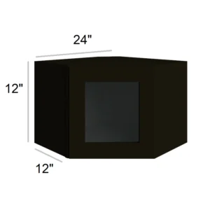 CHARCOAL BLACK - Wall Diagonal Glass Door, 24"W x 12"H x 12"D