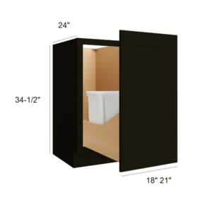 CHARCOAL BLACK - BASE CABINETS W/O Trash Can Full Height, 21"W x 34.5"H x 24"D