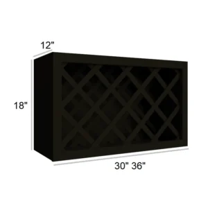 CHARCOAL BLACK - Wall Wine Rack Cabinets, 30"W x 15"H x 12"D