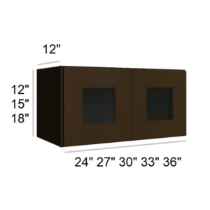 ELEGANT TRUFFLE - Bridge Wall Glass Door Cabinets, 23"W x 18"H x 12"D