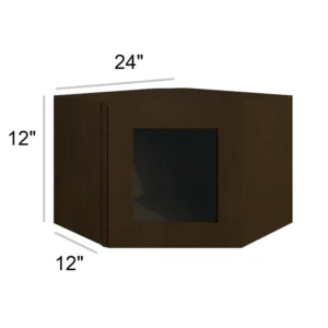 ELEGANT TRUFFLE - Wall Diagonal Glass Door, 24"W x 12"H x 12"D