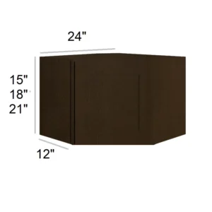 ELEGANT TRUFFLE - Diagonal Wall Cabinets, 24"W x 18"H x 12"D