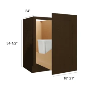 ELEGANT TRUFFLE - BASE CABINETS W/O Trash Can Full Height, 21"W x 34.5"H x 24"D