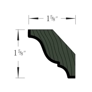 FOREST GREEN - Crown Molding, 96"W x 1"H x 0.625"D