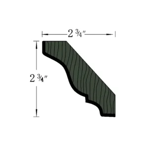 FOREST GREEN - Crown Molding, 96"W x 2"H x 0.625"D