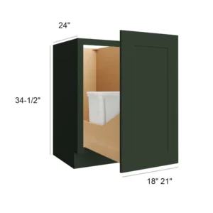 FOREST GREEN - BASE CABINETS W/O Trash Can Full Height, 21"W x 34.5"H x 24"D