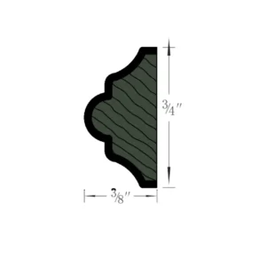 FOREST GREEN - Mini Rail Molding, 96"W x 1"H x 1"D