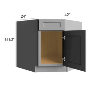 Grey Silver - Angled Sink Base, 42"W x 34.5"H x 24"D