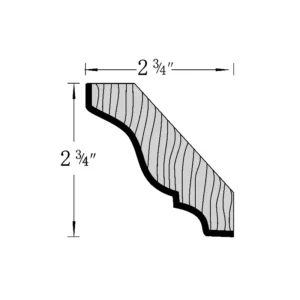 Grey Silver - Crown Molding, 96"W x 2"H x 0.625"D