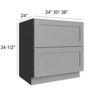 Grey Silver - 2 Drawer Base, 30"W x 34.5"H x 24"D