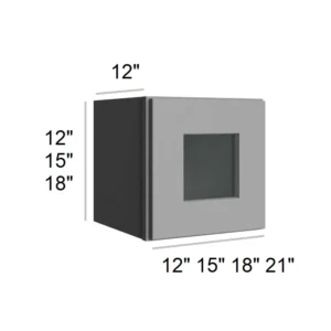 Grey Silver - Bridge Wall Glass Door Cabinets, 12"W x 12"H x 12"D