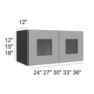Grey Silver - Bridge Wall Glass Door Cabinets, 23"W x 18"H x 12"D