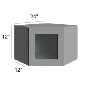 Grey Silver - Wall Diagonal Glass Door, 24"W x 12"H x 12"D