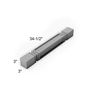 Grey Silver - SQUARE CAVED DECOR LEG, 3"W x 34.5"H x 3"D