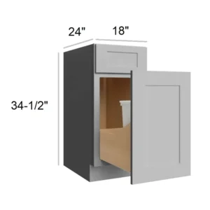 Grey Silver - Trash Can 1D 1DR, 18"W x 34.5"H x 24"D