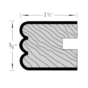 Grey Silver - TRIPLE BEAD EDGING, 1"W x 1"H x 1"D