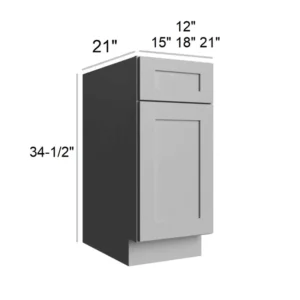 Grey Silver - Vanity Base, 12"W x 34.5"H x 21"D