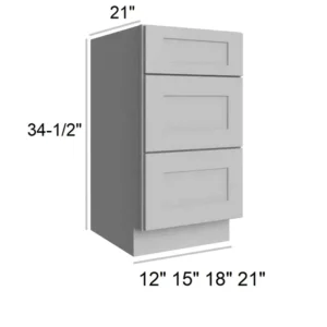Grey Silver - Vanity Drawer Base, 12"W x 34.5"H x 21"D