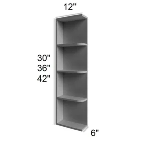 Grey Silver - Open Shelf Cabinets, 6"W x 30"H x 12"D