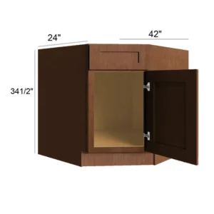 HEIRLOOM BROWN - Angled Sink Base, 42"W x 34.5"H x 24"D