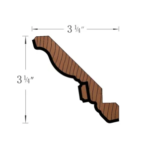 HEIRLOOM BROWN - CROWN MOLDING w/ DENTAL, 96"W x 1"H x 0.75"D